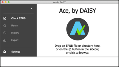 Ace by DAISYの初期画面で、インストールの説明時に用いたものと同じもの
