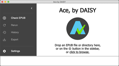 Ace by DAISYの初期画面で、インストールの説明時に用いたものと同じもの